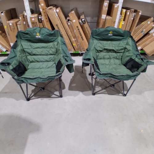2PK NICEC EXTRA-LARGE PADDED CAMPING CHAIR WITH CUPHOLDER & COOLER - 38" X 39" - GREEN (MODEL: ‎NC-XLPADCHAIR-1111) image 2