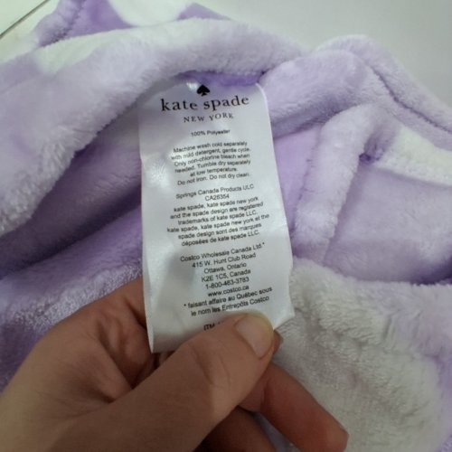KATE SPADE PLUSH THROW BLANKET - 60" X 70" - PURPLE/WHITE POLKA DOTS (MODEL: 1859162) image 4