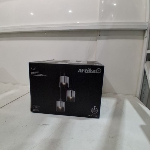 ARTIKA HAZE MODERN 3-LIGHT PENDANT FIXTURE ADJUSTABLE HEIGHT - 60W PER BULB - BLACK/SMOKE (MODEL: PDT3-HZ-BL) image 4