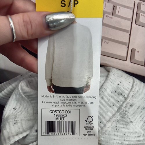 WOMEN'S TUFF ATHLETICS LONG SLEEVE OTTOMAN PULLOVER - SMALL - GREY (STYLE :1938900) image 2