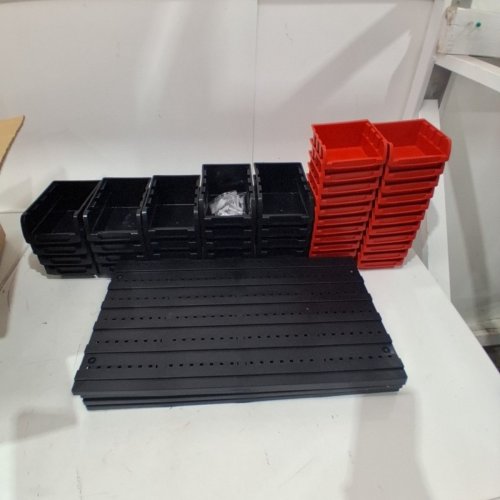 48PC WALL MOUNTED STORAGE RACK - 37" X 21" - BLACK/RED (MODEL: 12119B) image 2