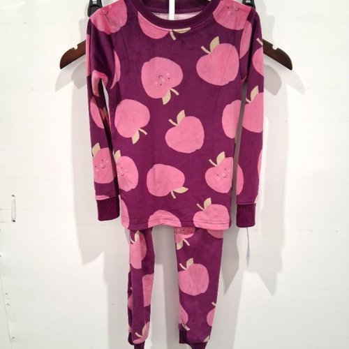 2PC KID'S CARTER'S OF MINE APPLE PRINT PAJAMA SET - 5T - PURPLE / PINK image 2