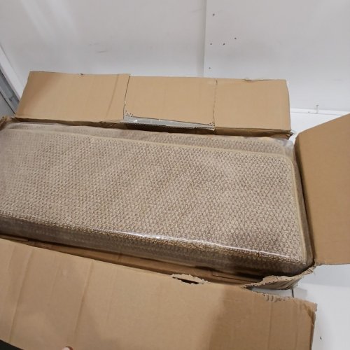 14PK HOPEVIVA BULLNOSE STAIR TREADS FOR WOODEN STEPS - FAUX SISAL CARPET, BRAIDED COVERS - 29.5" X 9.44" - GOLDEN BEIGE (MODEL: HFM00160814) image 3
