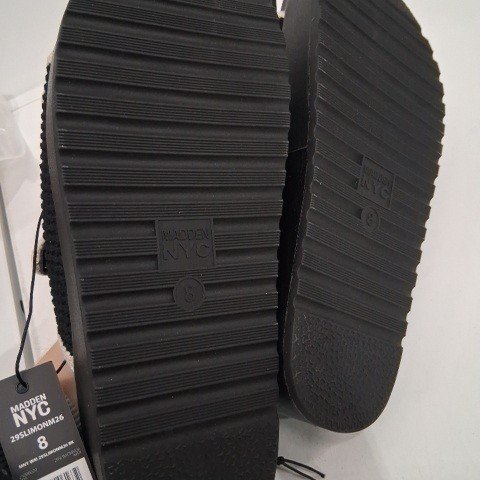 WOMEN'S MADDEN NYC CROCHET PLATFORM SANDALS - SIZE 8 - BLACK image 3