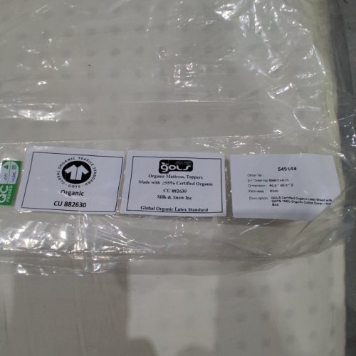 SILK & SNOW ORGANIC LATEX MATTRESS TOPPER WITH COTTON COVER - QUEEN; 80" X 60" X 2" - WHITE image 3
