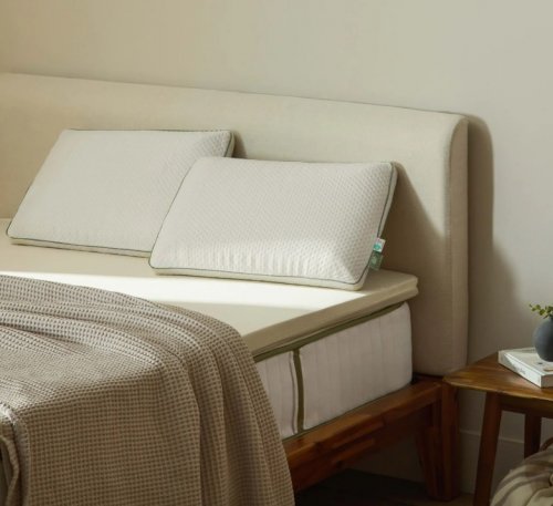 SILK & SNOW ORGANIC LATEX MATTRESS TOPPER WITH COTTON COVER - QUEEN; 80" X 60" X 2" - WHITE image 2