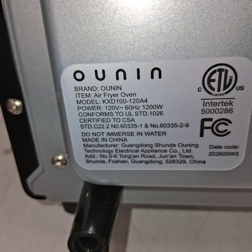 OUNIN STAINLESS STEEL AIR FRYER & TOASTER OVEN WITH STEAM INFUSION - 12L - BLACK (MODEL: KXD100-120A4) image 10