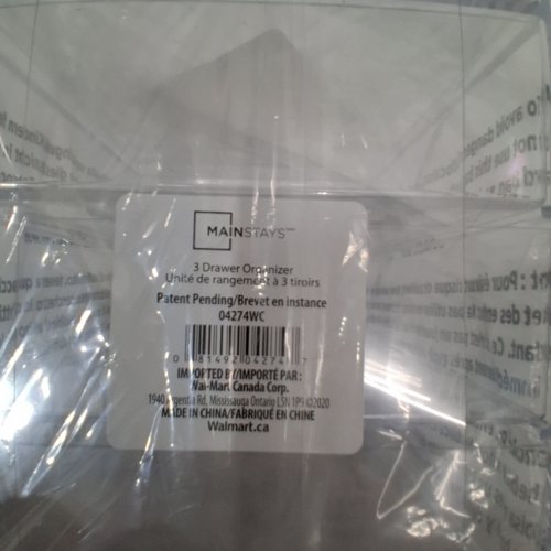 MAINSTAYS 3 DRAWER ORGANIZER - CLEAR (ITEM: 04274WC) image 2