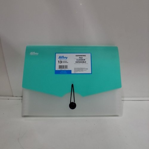 HILROY 13 POCKET EXPANDING FILE - 13" X 9.75" - AQUA image 2