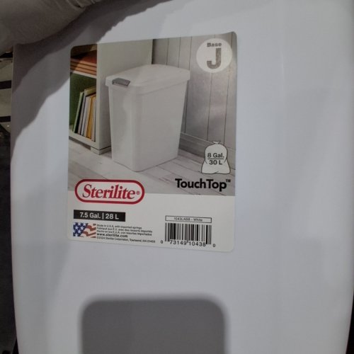 STERILITE TOUCHTOP WASTEBASKET - 7.5 GAL - WHITE (MODEL: 1043LABB) image 2
