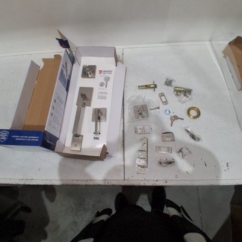 ELEMENTS BY WEISER AMADOR X HOLLIS FRONT DOOR LOCK AND HANDLE SET - SATIN NICKEL - (MODEL: 9GLC94710-022) image 2