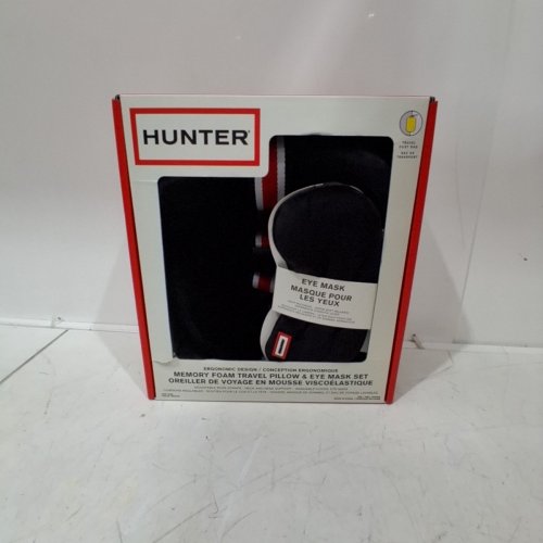 2PC HUNTER MEMORY FOAM TRAVEL PILLOW AND EYE MASK SET - BLACK (MODEL:4946946) image 2