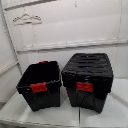 6PK IRIS STACK & PULL PLASTIC STORAGE BOXES - 53QT - BLACK/RED (MODEL: TB-56D) image 4