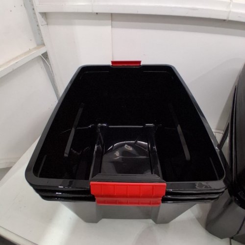 6PK IRIS STACK & PULL PLASTIC STORAGE BOXES - 53QT - BLACK/RED (MODEL: TB-56D) image 5