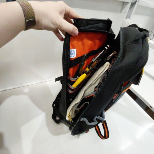 28PC KLEIN TOOLS TOOL KIT WITH BACKPACK - INCLUDES PLIERS, SCREWDRIVERS, NUT DRIVERS AND MORE - BLACK/ORANGE (MODEL: 80028) image 4