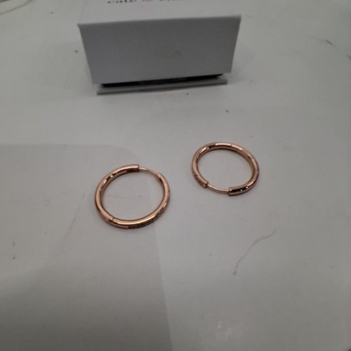 1PR WOMENS CATE & CHLOE ICED HOOP EARRINGS -24 MM- ROSE GOLD (STYLE: CCDE20013ER-RG) image 3