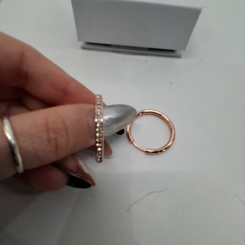 1PR WOMENS CATE & CHLOE ICED HOOP EARRINGS -24 MM- ROSE GOLD (STYLE: CCDE20013ER-RG) image 4