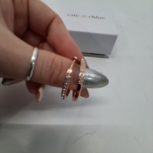 1PR WOMENS CATE & CHLOE ICED HOOP EARRINGS -24 MM- ROSE GOLD (STYLE: CCDE20013ER-RG) image 5