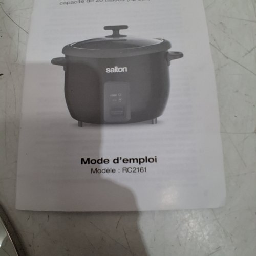 SALTON RICE COOKER & STEAMER - 20 CUP CAPACITY - BLACK (MODEL: RC2161) image 3