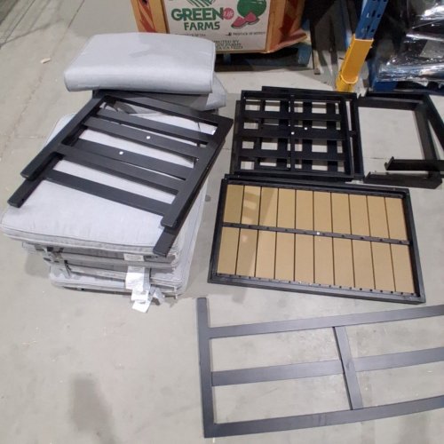 4PC ABBA PATIO OUTDOOR SOFA SET WITH WOOD TABLE - GREY image 3