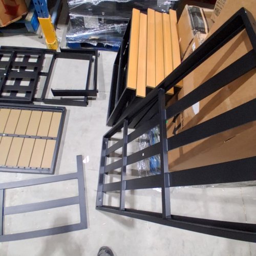 4PC ABBA PATIO OUTDOOR SOFA SET WITH WOOD TABLE - GREY image 4