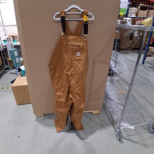 MEN'S CARHARTT R01 DUCK BIB OVERALLS - 52 X 32 - BROWN (STYLE: R01-M) image 2