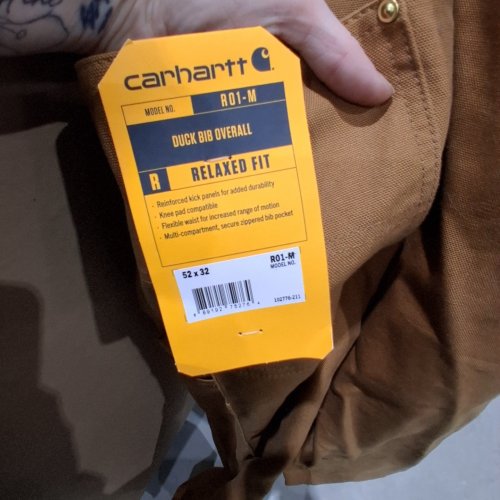MEN'S CARHARTT R01 DUCK BIB OVERALLS - 52 X 32 - BROWN (STYLE: R01-M) image 3