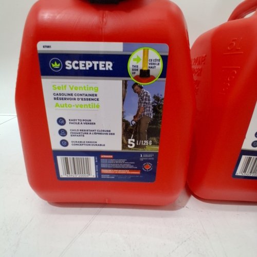 2PK SCEPTER SELF VENTING GASOLINE CAN - 5 LITRES - RED image 2