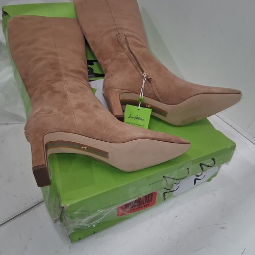 WOMEN'S SAM EDELMAN SYLVIA KNEE HIGH BLOCK HEELED SUEDE BOOTS - 7 - CYPRUS TAN - (STYLE: I8274LN213) image 5