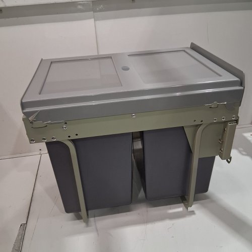 DUAL-COMPARTMENT WASTE BIN STATION 18.9" X 13.5" X 16.5" - GRAY - (MODEL: 851-002) image 2