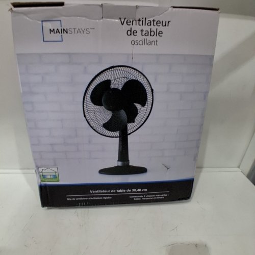 MAINSTAYS 3-SPEED STATIONARY/OSCILLATING TABLE FAN - 12" - BLACK (MODEL: TF3-30E) image 4