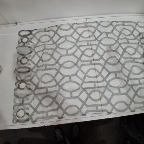 2-PANEL MAINSTAYSGROMMET-TYPE GEOMETRIC CURTAIN PANEL - 27.5" X 84" - GRAY AND WHITE (STYLE: MS99-270-302-17) image 3