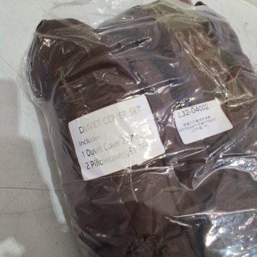 3PC PINTUCK DUVET COVER SET WITH 2 PILLOWCASES - QUEEN - BROWN image 3