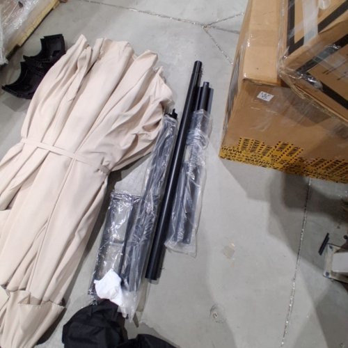 GARVEE RECTANGULAR LARGE PATIO UMBRELLA WITH CRANK HANDLE &BASE - 15FT - BEIGE (MODEL: PPG_3349T4FJ) image 4