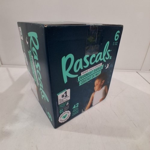 42PK RASCALS OVERNIGHT ABSORBENT BABY DIAPERS - SIZE 6 - 33-44LBS image 4
