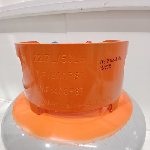 REFRIGERANT RECOVERY TANK WITH DOUBLE VALVE SYSTEM - 50LB CAPACITY - ORANGE/GREY (MODEL: LX-33629B) image 4
