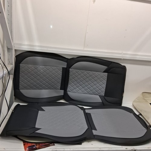 8PC FREESOO TRUCK SEAT COVERS FOR 2011-2025 2500/3500 CREW CAB CURVED BENCH - GREY image 2