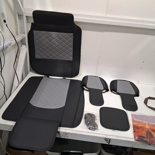 8PC FREESOO TRUCK SEAT COVERS FOR 2011-2025 2500/3500 CREW CAB CURVED BENCH - GREY image 4