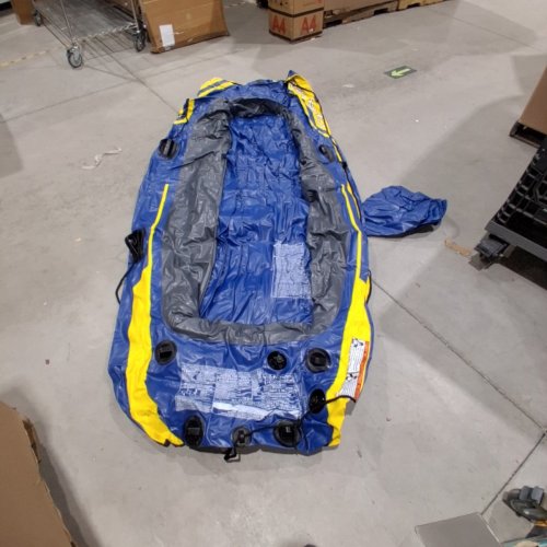 INTEX CHALLENGER 3 INFLATABLE RAFT BOAT WITH PUMP - 3-PERSON - BLUE/YELLOW - (MODEL: 68370EP) image 2