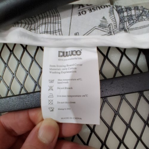 DULIGE FOLDING SMALL IRONING BOARD WITH HEAT RESISTANT COVER THICKEN PADDING - 13" X 35" - WHITE WITH BLACK PATTERN (MODEL: 1335) image 2