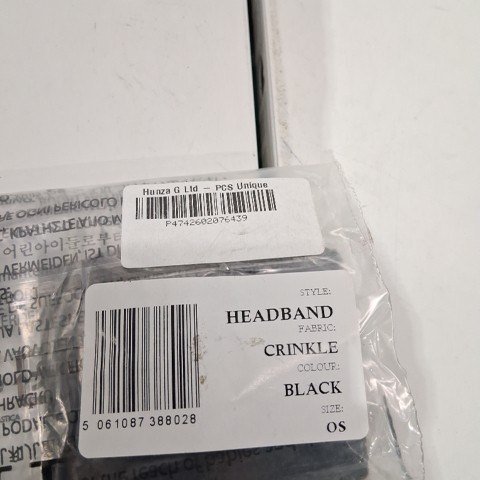 HUNZA ORIGINAL CRINKLE HEADBAND - ONE SIZE - BLACK image 4