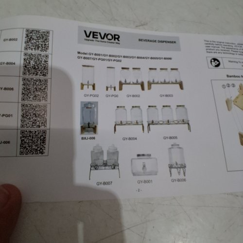 VEVOR GLASS DRINK FOUNTAIN DISPENSER WITH STAND - 5.5L - (MODEL: BXJ-006) image 2