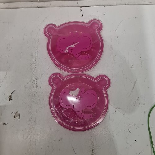 2PK ELEPHANT PLATE, SPOON AND FORK SET - PINK- (ITEM: K21130/793519) image 2