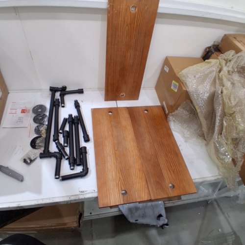 BOSORU 3-TIER INDUSTRIAL RUSTIC SHELVES WITH WALL PIPES & TOWEL BAR - 24" X 10" X 36" - WOOD & BLACK (MODEL: BSRA04) image 4