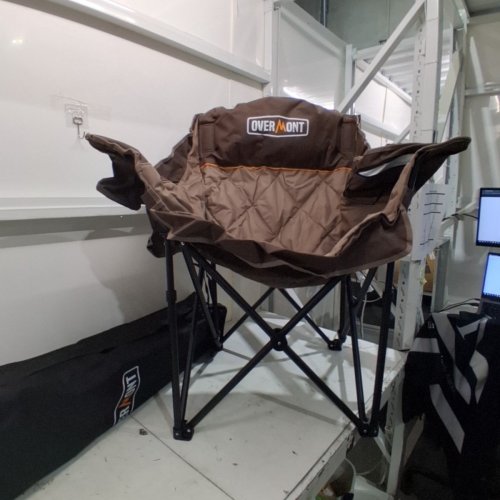2PK OVERMONT EXTRA LARGE FOLDING CAMPING CHAIRS WITH SIDE POCKETS AND CUP HOLDERS - 400 LBS CAPACITY - 22" X 37" X 23" - BROWN/GREY (MODEL: ‎OHA-OM-CAMPCOUCH-BLK-TWIN) image 4