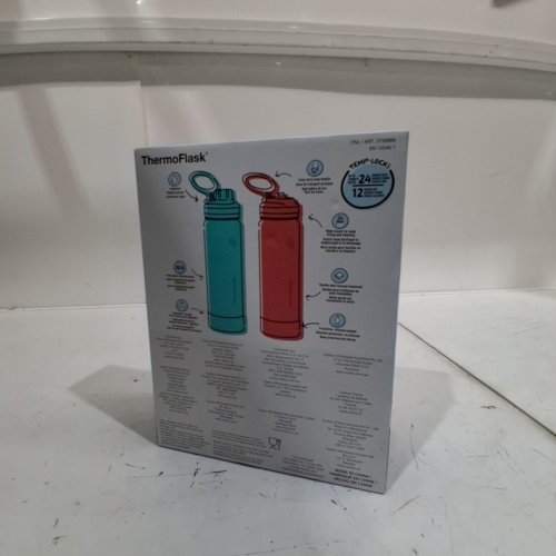 2PC THERMOFLASK INSULATED BOTTLES - 24 OZ / 710 ML EACH - TEAL / RED (ITEM: 2730866) image 4