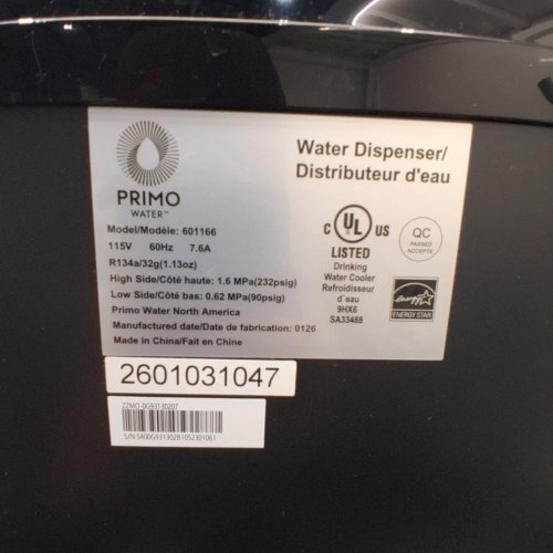 PRIMO DELUXE TOP LOAD BOTTLED WATER DISPENSER - FITS 5GAL BOTTLES - BLACK/STAINLESS STEEL - (MODEL: 601166) image 3
