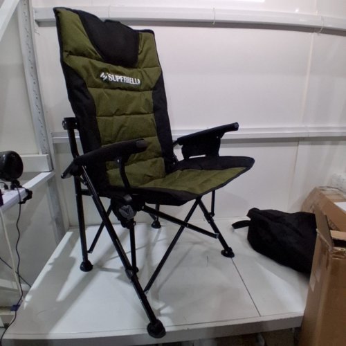 SUPERRELLA MOVABLE BACKREST CAMPING CHAIR WITH TRAVEL BAG - 42.5" X 24" - 300LBS CAP - GREEN image 2