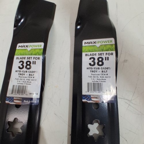 2PK MAXPOWER 561531 BLADE SET FOR 38" CUT MTD/CUB CADET/TROY-BILT (MODEL: 742-0610, 942-0610) image 3