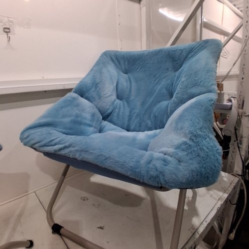 2PC FURLIDE FOLDABLE SAUCER CHAIR WITH OTTOMAN- 16.1"/31.5" - FUR/BLUE image 3